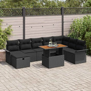 Set Divano da Giardino 9 pcs Nero polyrattan 3361261