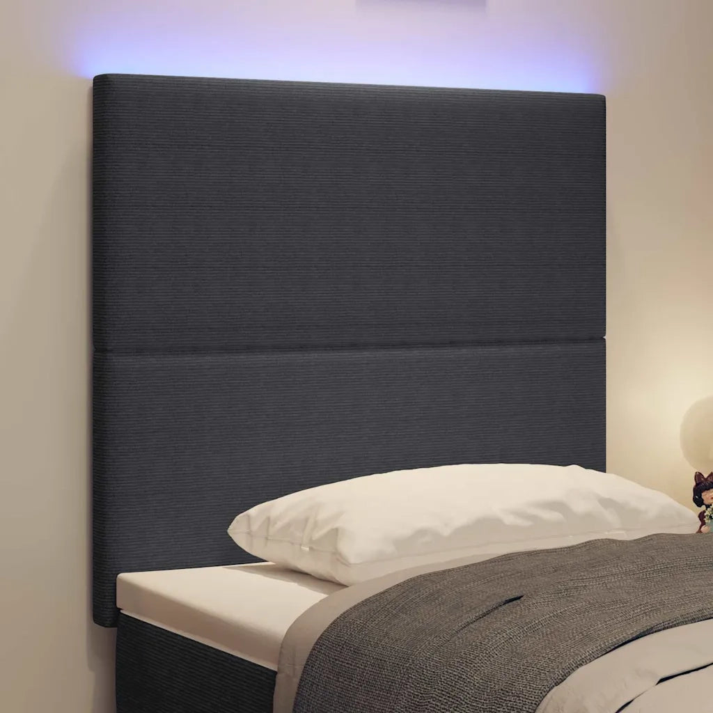 Testiera LED con testiera Grigio scuro 90 cm Tessuto in Cords 3338319