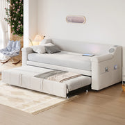 Divano letto-Xylo-90x190 cm-Bluetooth, USB, velluto beige