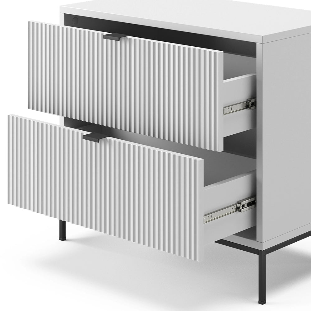 Vicco Comodino Bianco 66 x 60 cm con 2 cassetti