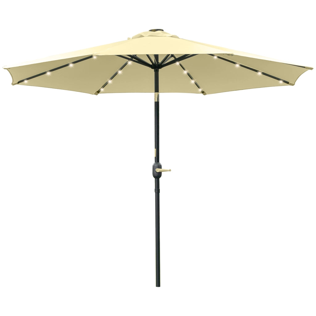Ombrellone da Giardino con Luci LED Solari ¨C zephmum ¨C Beige ?265 cm