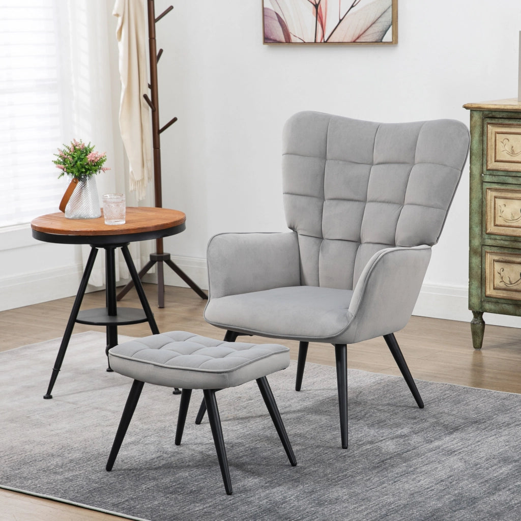 Poltrona relax con poggiapiedi ¨C zephmum ¨C 2 pezzi, grigio