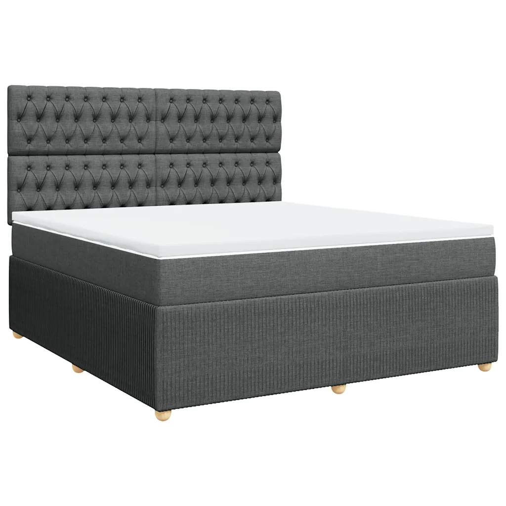 Giroletto a Molle con Materasso Grigio Scuro 180x200 cm Tessuto