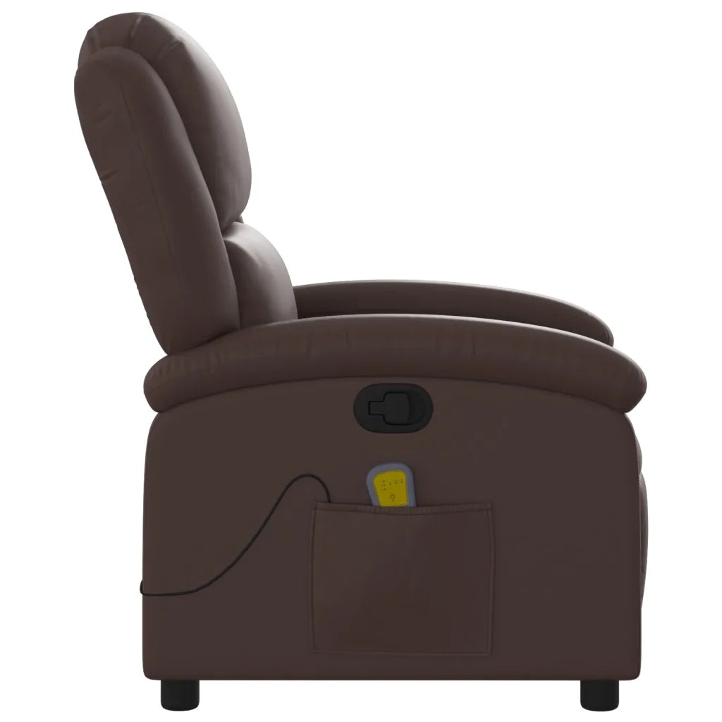 Poltrona Massaggiante | Sedia Relax Reclinabile marrone in Similpelle