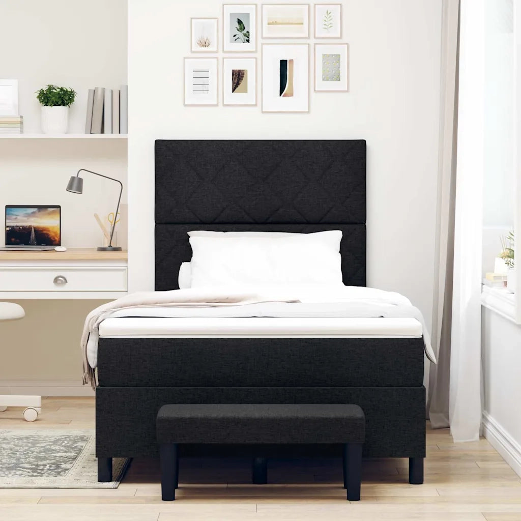 Letto a molle con materasso Nero 120 x 200 cm Tessuto