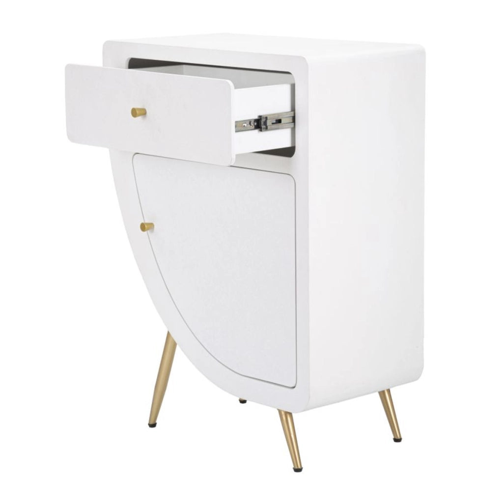 Comodino VKH16, Bianco, MDF, 60x32x79 cm
