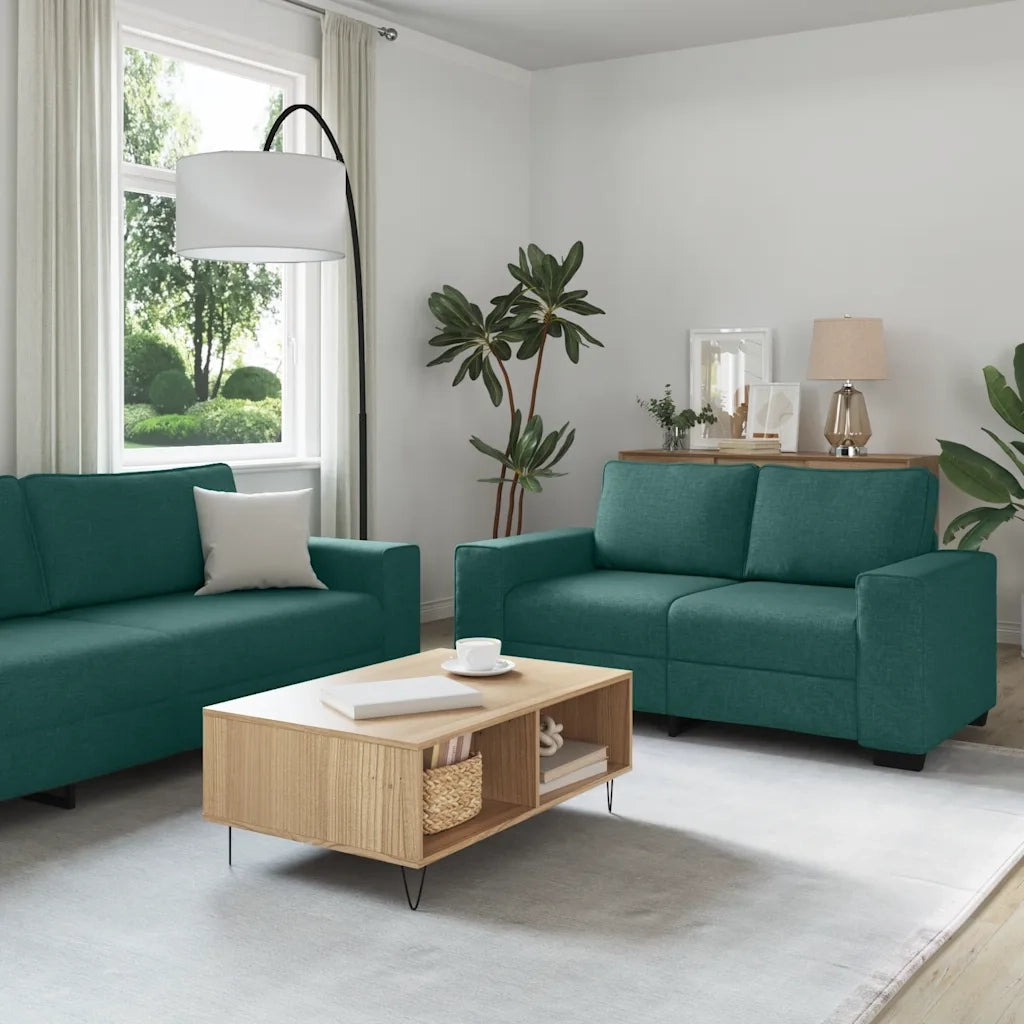 Set di Divani 2 pz con Cuscini Verde scuro in Tessuto 3324736