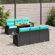 Set Divani da Giardino con Cuscini 7pz Nero Polyrattan 3327109