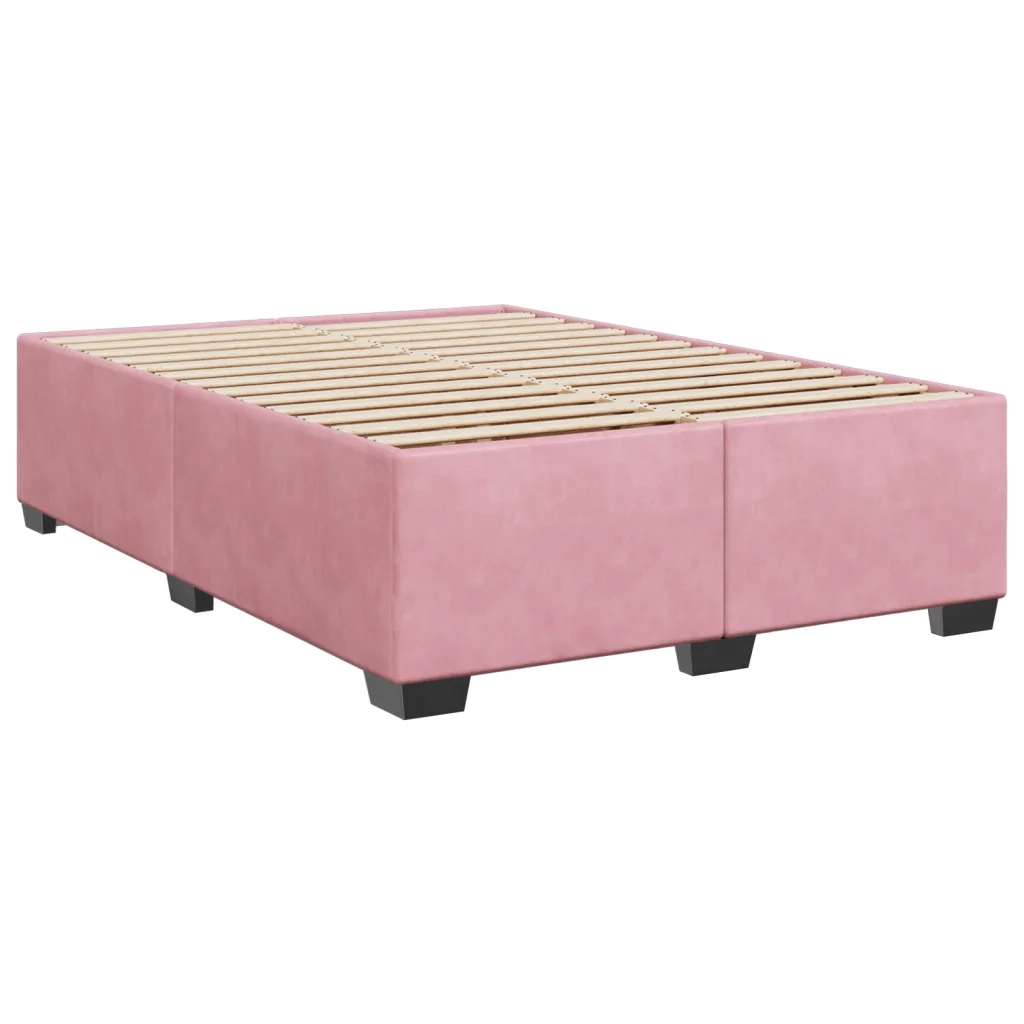 Giroletto a Molle con Materasso Rosa 140x200 cm in Velluto