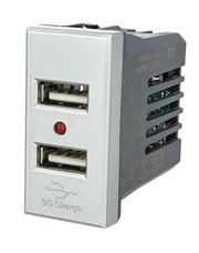 Modulo Caricatore 2 Porte USB 2,1A Silver Compatibile Bticino Axolute SD21760T