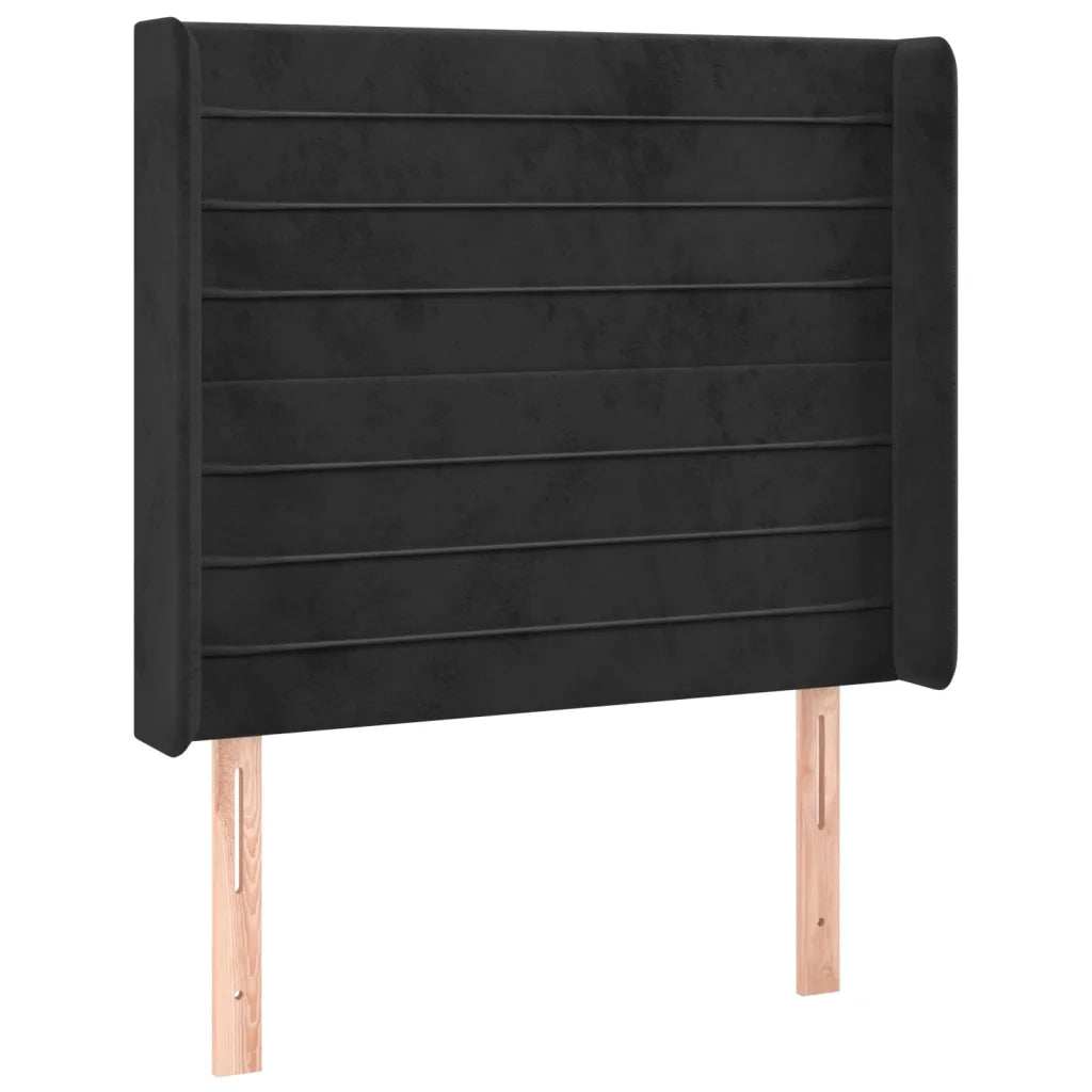 Letto a Molle con Materasso e LED Nero 90x190 cm in Velluto
