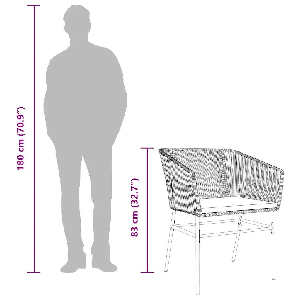 Set da Pranzo da Giardino 3 pz con Cuscini Polyrattan Vetro 3334611