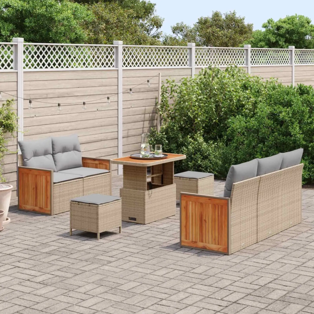 Set Divano da Giardino con cuscino 8 pcs Beige e Grigio Chiaro 3363122