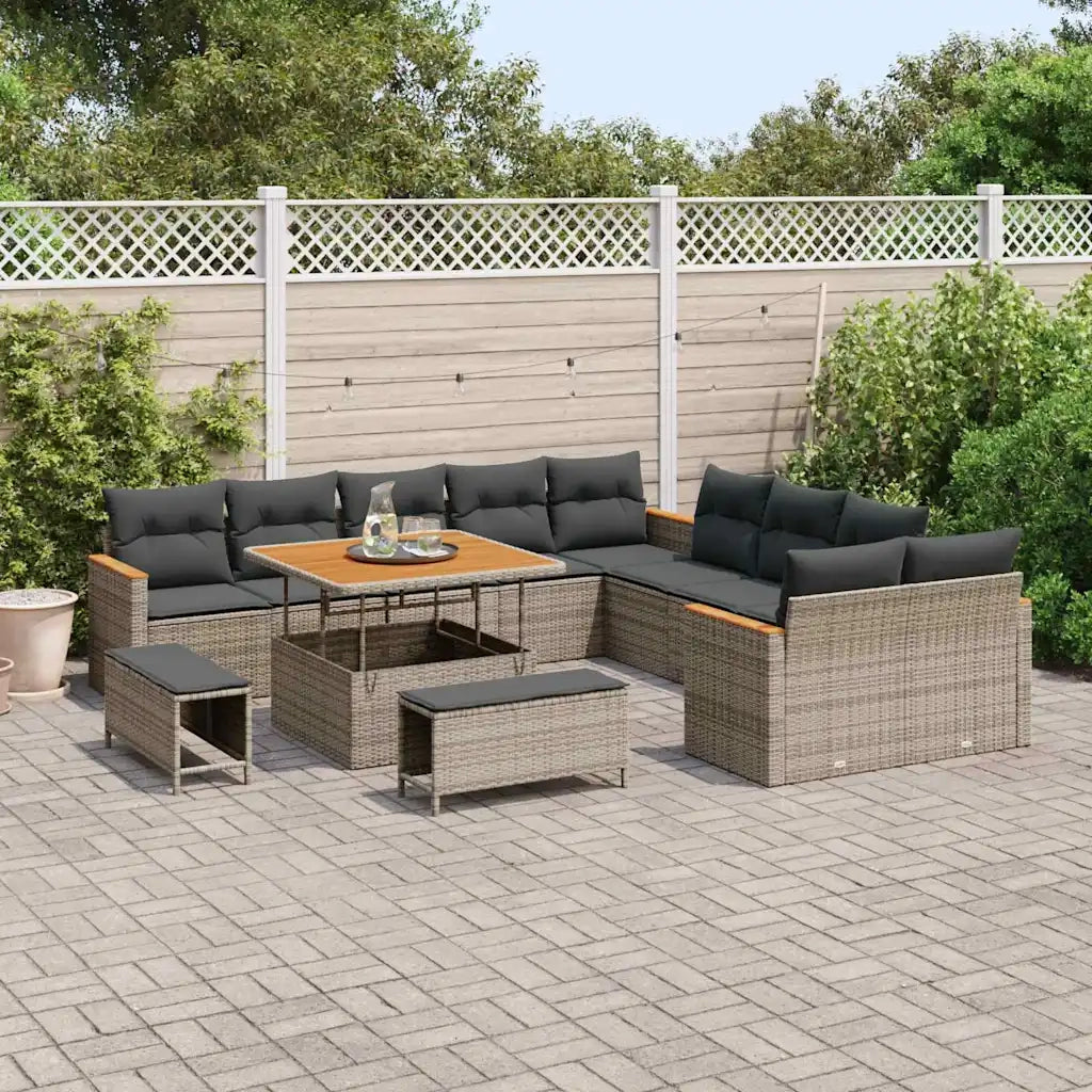 Set Divano da Giardino 13 pcs Grigio polyrattan