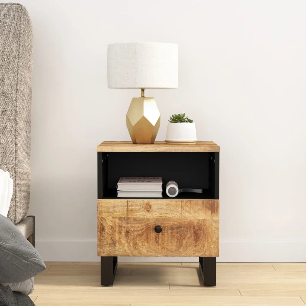 Comodino in Legno Massello di Mango e Legno Multistrato 350648