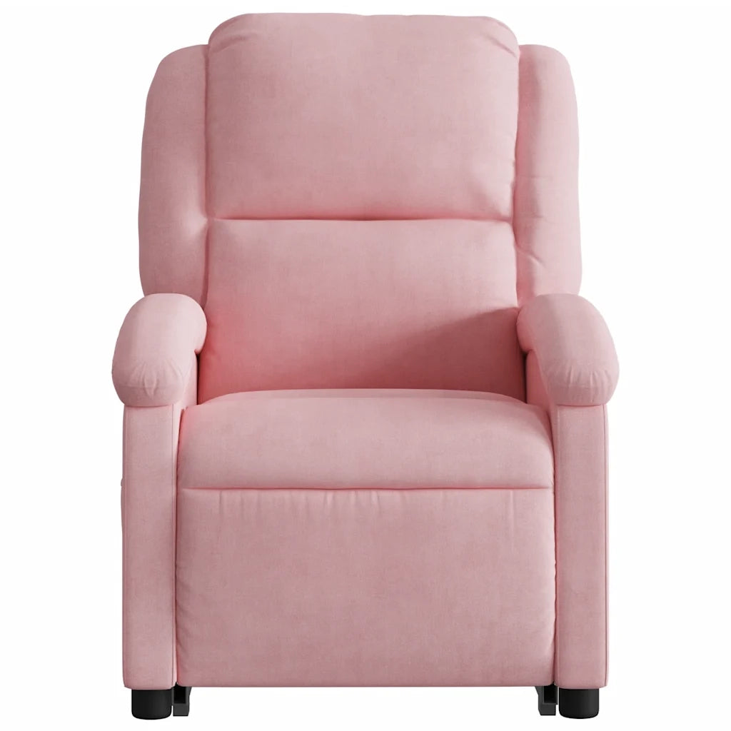 Poltrona Alzapersona Reclinabile Rosa in Velluto 3204315