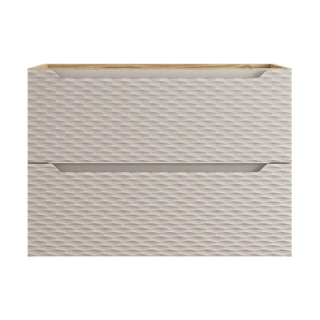 Mobile sottolavabo YOKA - Beige e rovere chiaro 90 cm