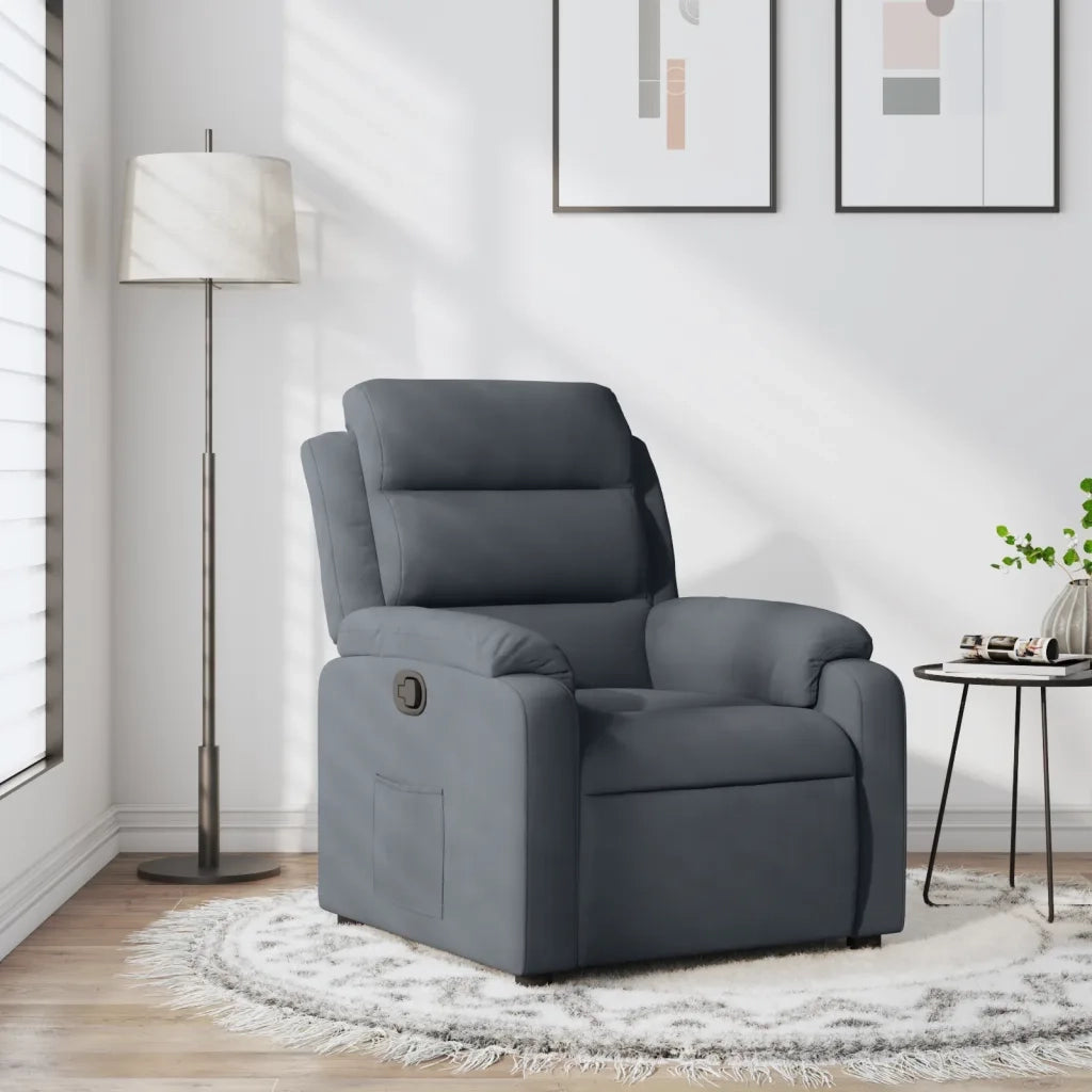 Poltrona | Sedia Relax Reclinabile Grigio Scuro in Velluto