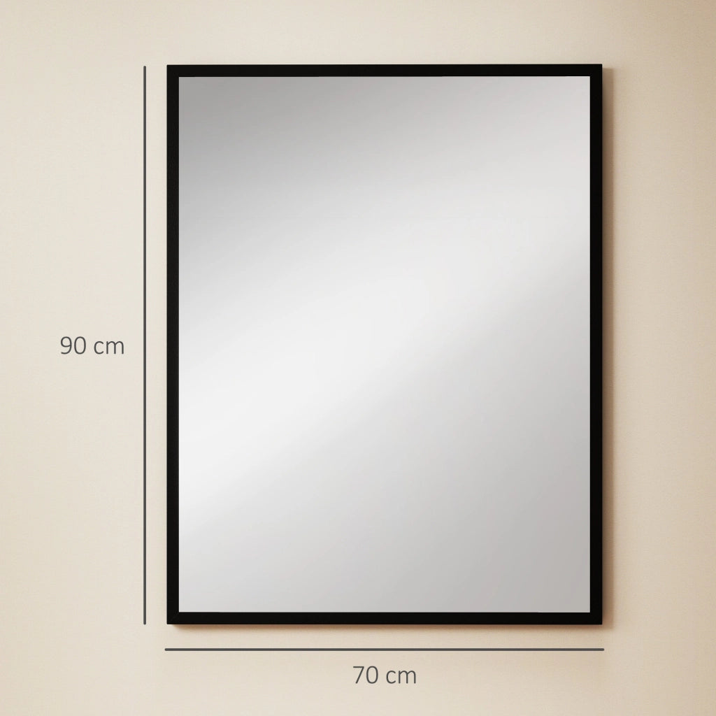 Specchio da parete ¨C Minimal ¨C 90x70 cm, legno, nero
