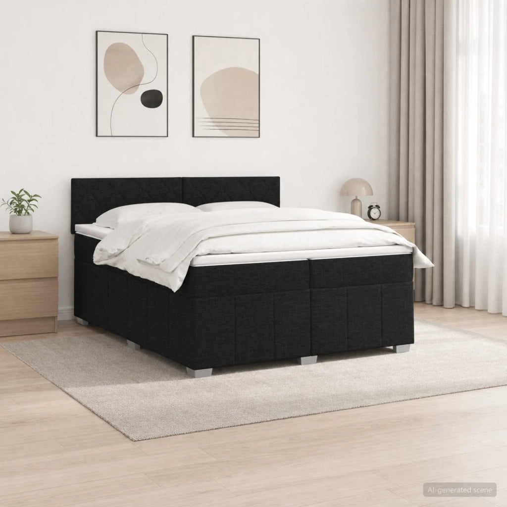 Letto box spring con materasso Nero 200 x 200 cm Tessuto 3452763