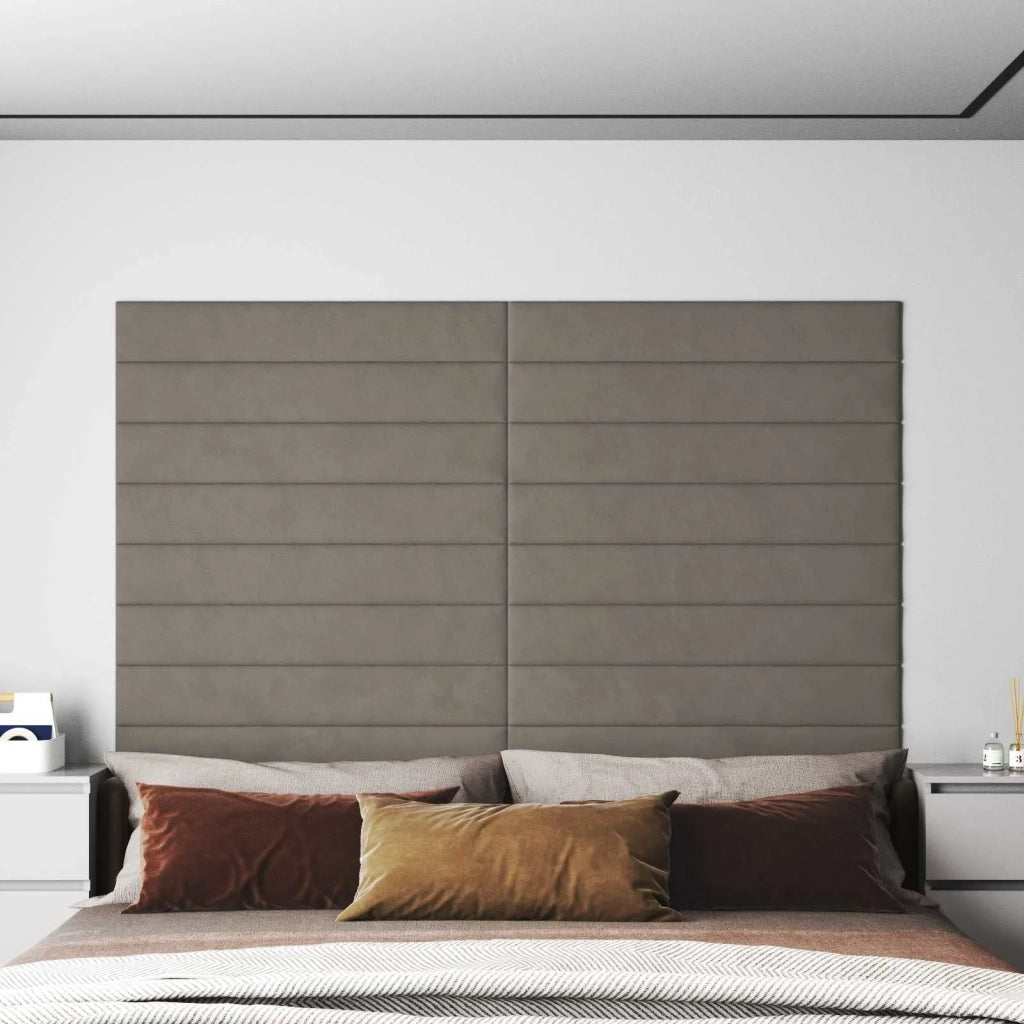 Testiera | Testata da Parete 12 pcs Grigio Chiaro Velluto