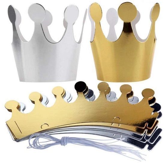 Corona per Bambini/Adulti in Metallo Oro/Argento - 10 Pezzi - Altezza della Corona 11,5 cm