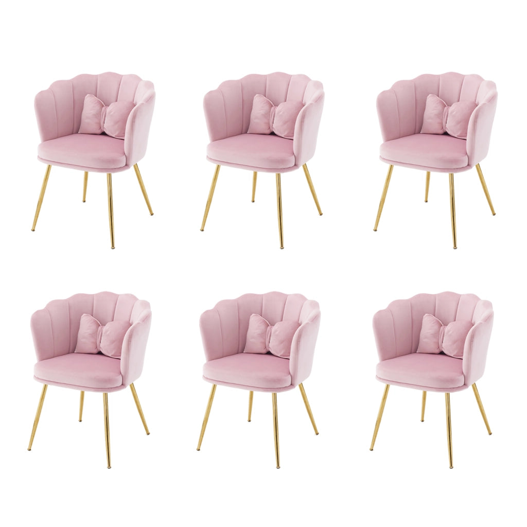 Set di 6 sedie moderne - Zephmum- Velluto, schienali a petalo, gambe dorate, cuscino farfalla