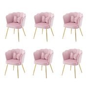 Set di 6 sedie moderne - Zephmum- Velluto, schienali a petalo, gambe dorate, cuscino farfalla