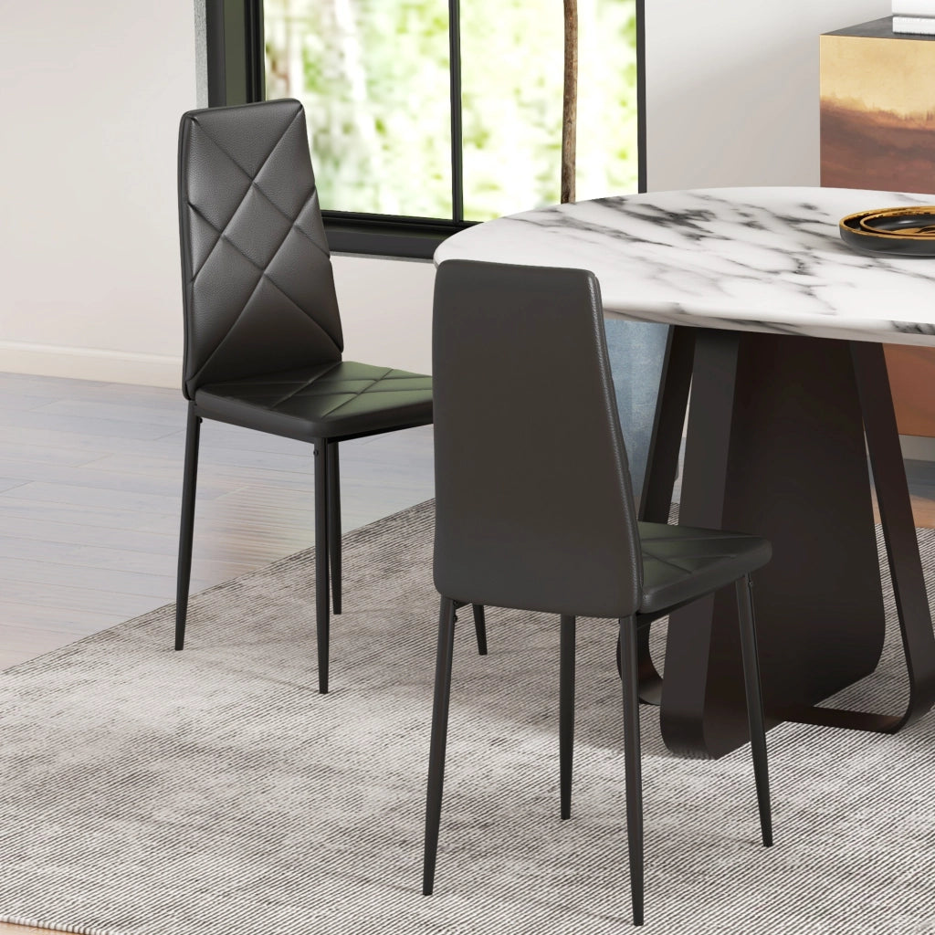 Set di 2 Sedie da Pranzo con Schienale Alto in Similpelle e Metallo ¨C Minimal ¨C Nero 41x50x97 cm
