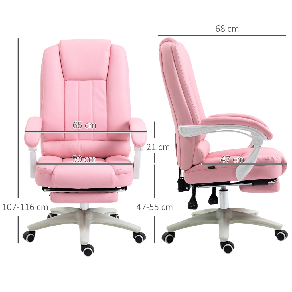 Sedia da Ufficio con Poggiapiedi ¨C Xylo ¨C Rosa e Bianco Regolabile