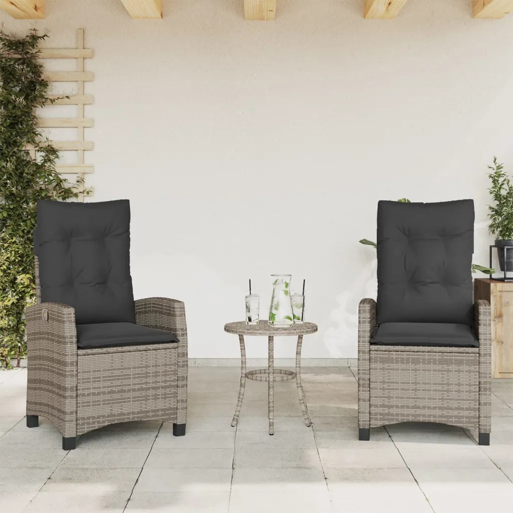 Set da Bistrò 3 pz con Cuscini Grigio in Polyrattan 365227