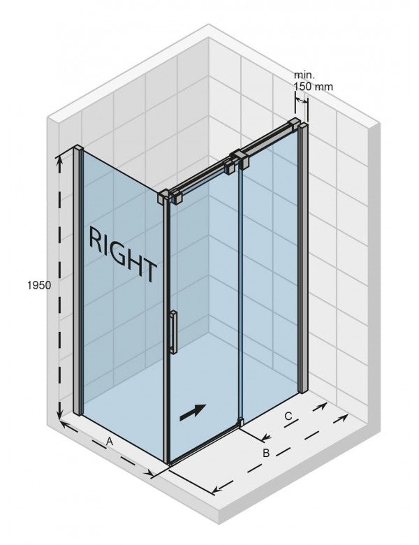 Box doccia angolare destro OCEAN 203 RIHO 100x80 x195cm con porta scorrevole