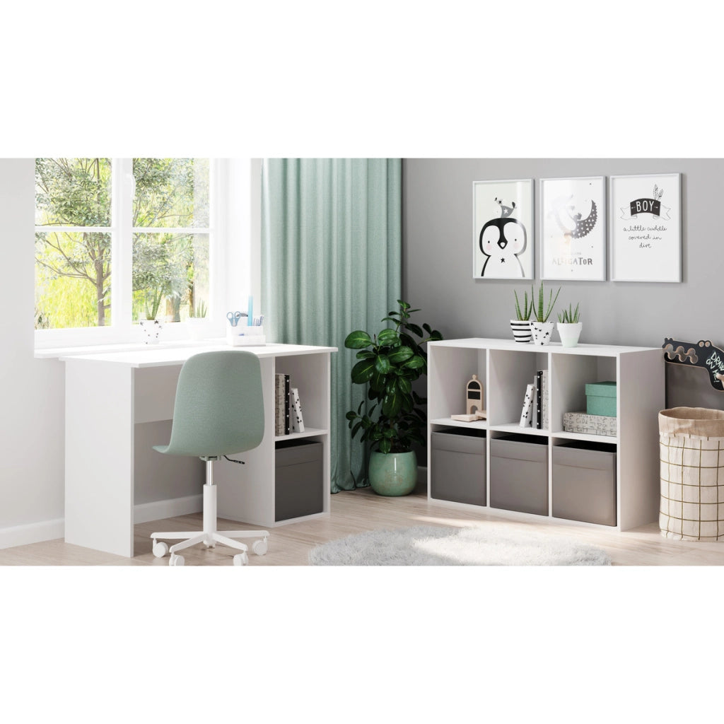 Scrivania Moderna Tako in Bianco Opaco con Ripiano