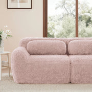 Divano 2 Posti Senza Braccioli con Cuscini ¨C MINIMAL ¨C Tessuto Rosa Morbido