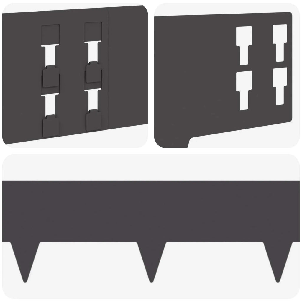 Bordura per Prato 20 pcs 100 x 15 cm Acciaio Nero 8008547