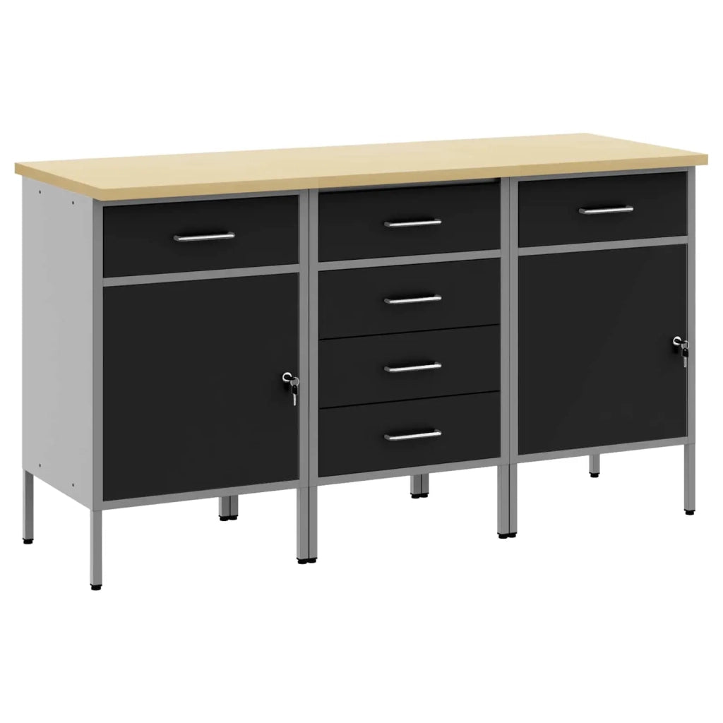 Mobile da lavoro 3 pcs Nero e Grigio 150 x 55 x 85 cm 3321370
