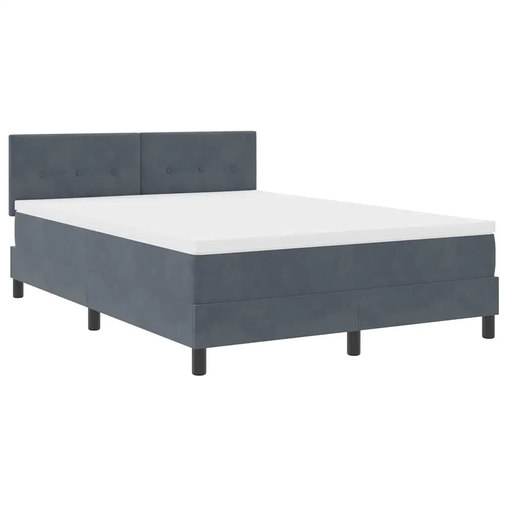 Letto a Sorgente LED con led Grigio scuro 160 x 200 cm Velluto