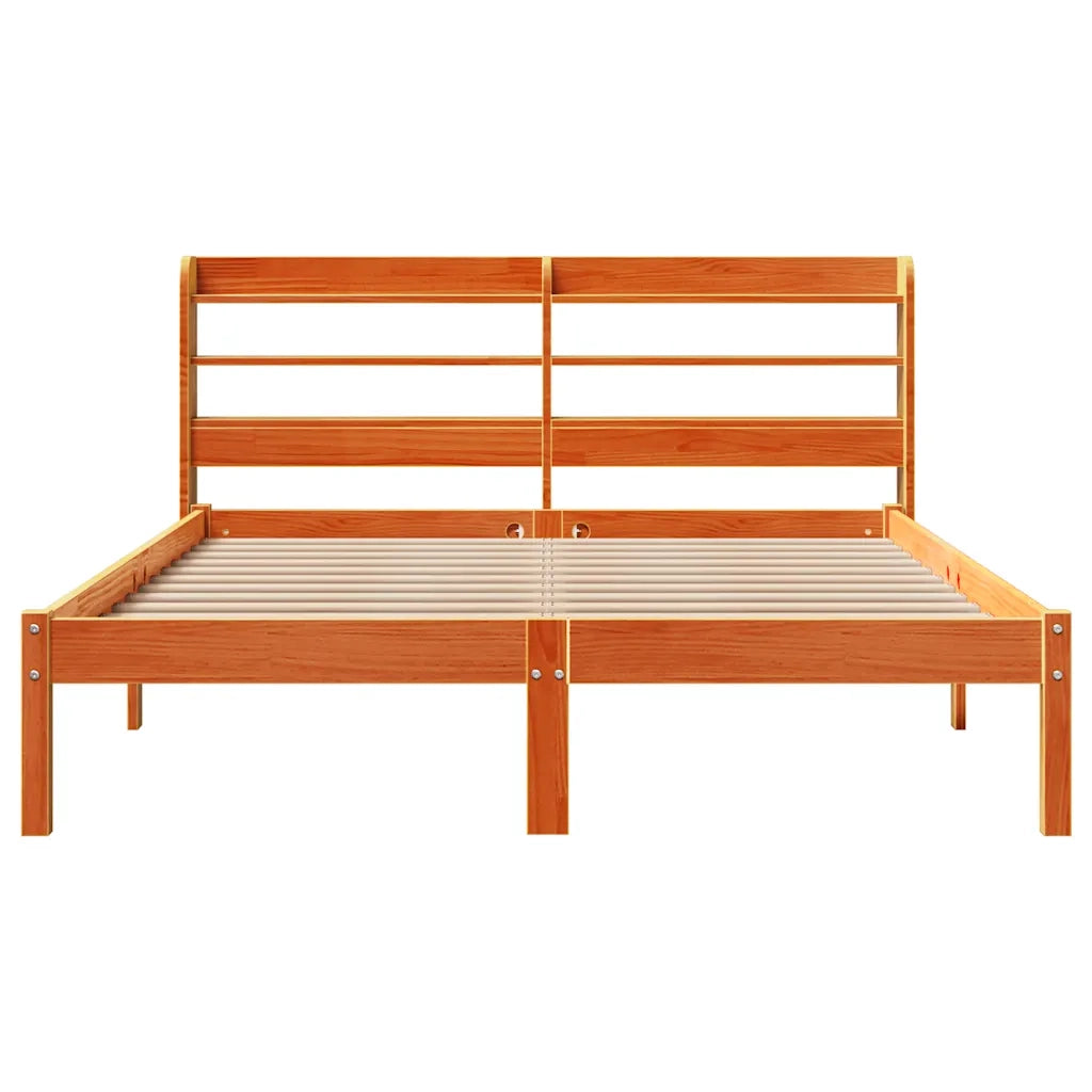 Giroletto con Testiera Marrone Cera 140x200 cm Massello Pino 3306559