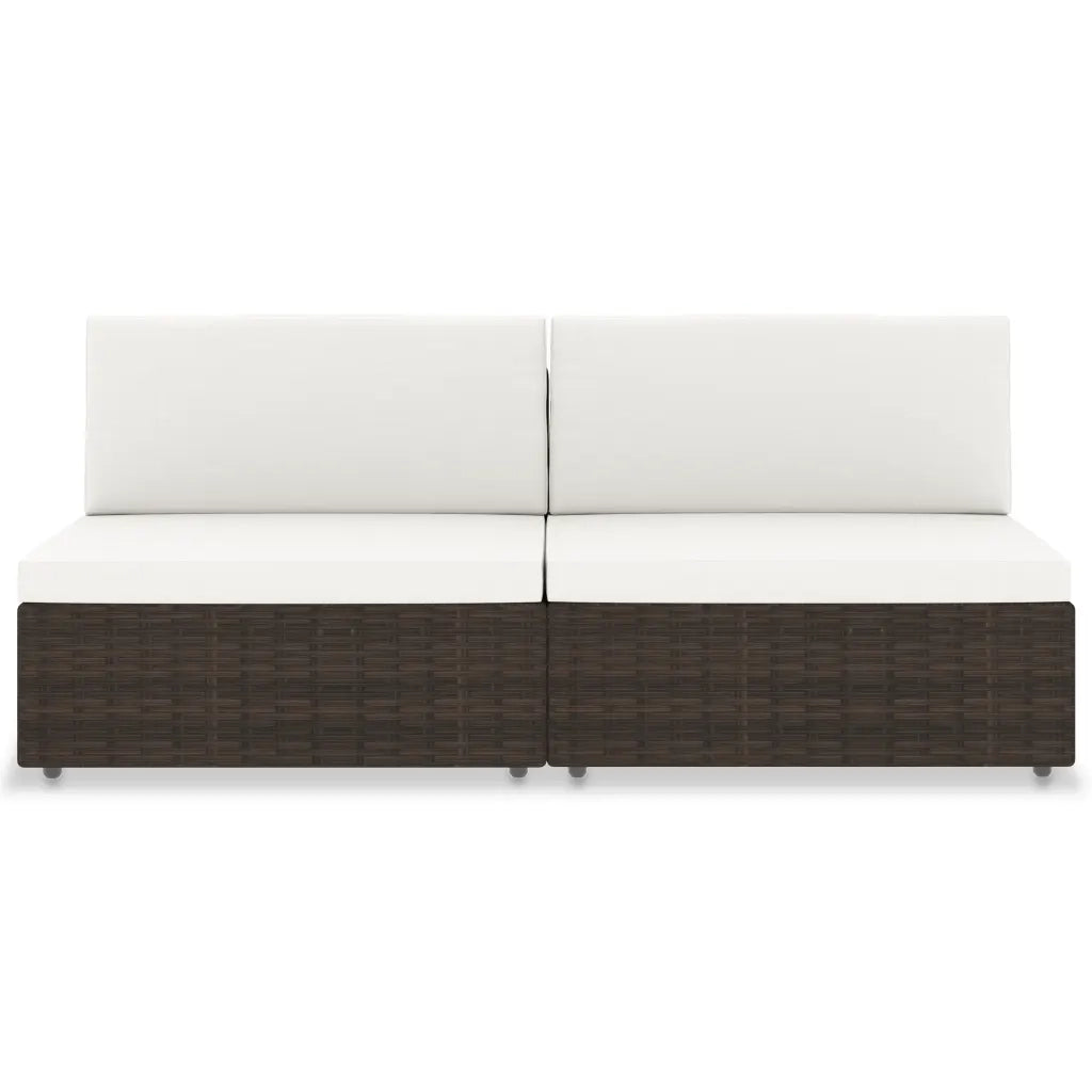 Divano Modulare a 2 Posti in Polyrattan Marrone 49513
