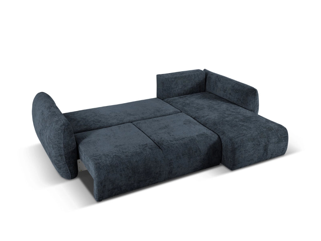 Cosmopolitan Design - Divano convertibile angolare destro con contenitore "Matera" 4 posti in ciniglia blu reale 