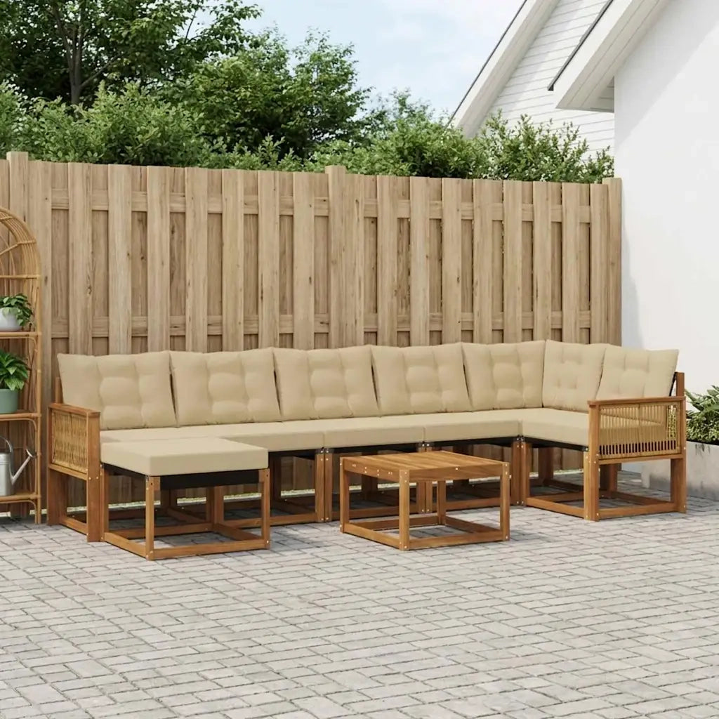 Set di divani da esterno con cuscino 8 pcs Naturale e Beige 3382117
