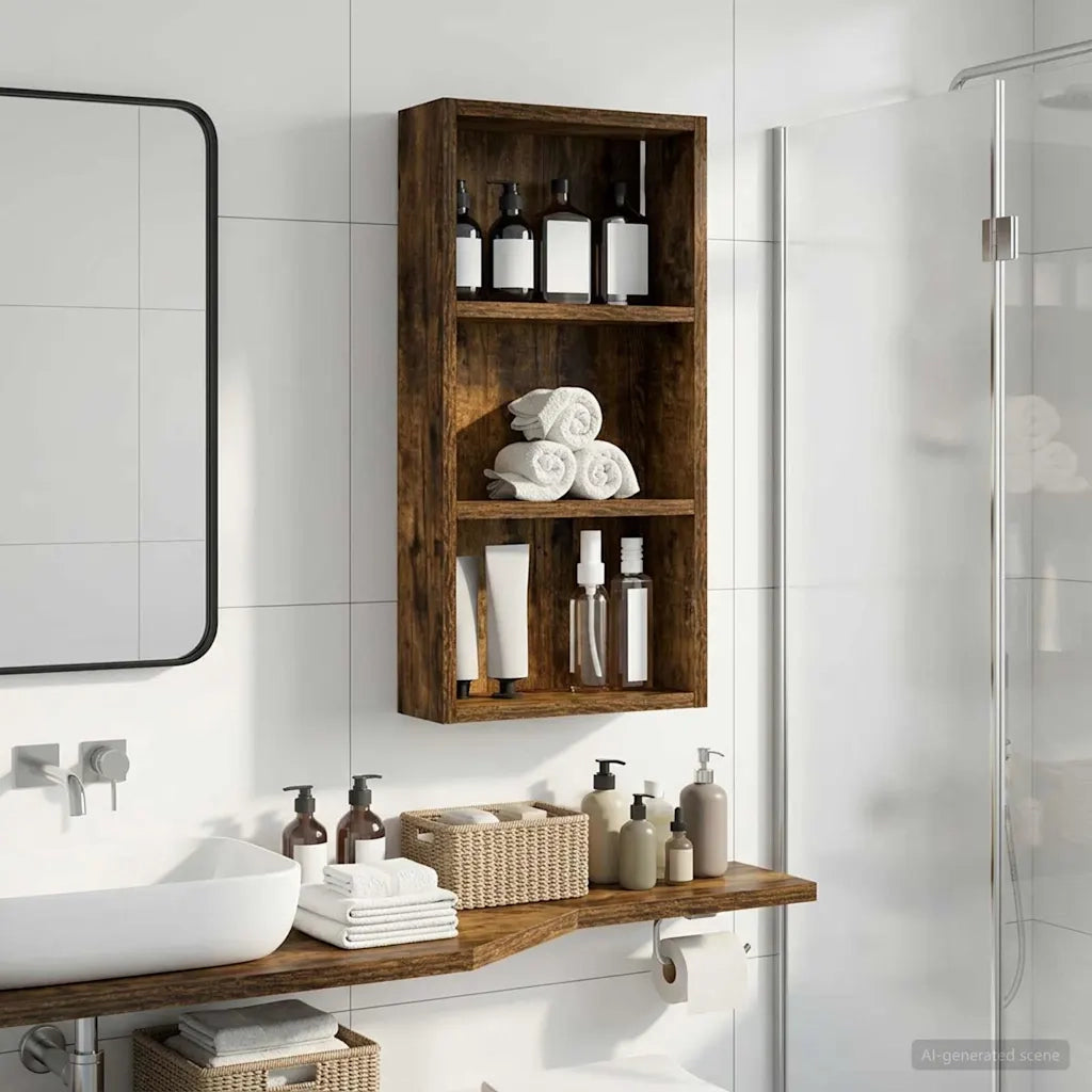 Armadio da bagno a muro Quercia Affumicata 30 x 10 x 60,5 cm 889323