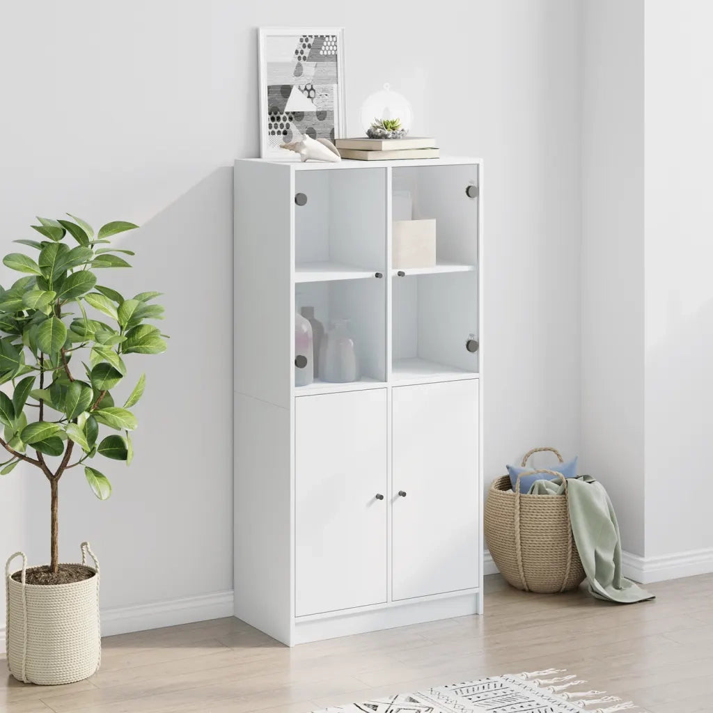 Credenza | Madia | Buffet da pranzo | Armadio da pranzo con Ante Bianca 68x37x142 cm Legno Multistrato