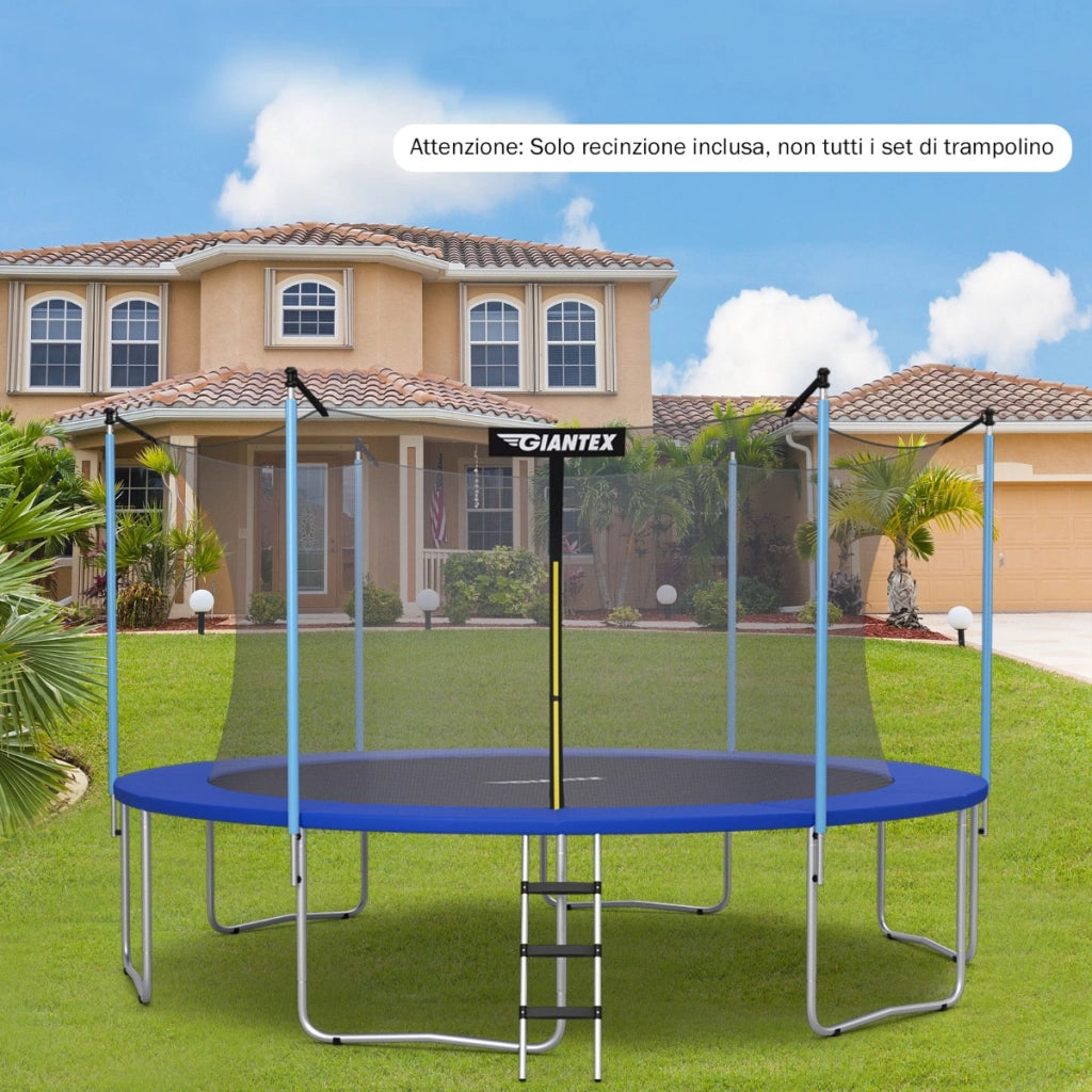 Rete di sicurezza per tappeto elastico 366cm, Rete sostitutiva e protettiva per tappeto elastico con 8 paletti-Accessori trampolini