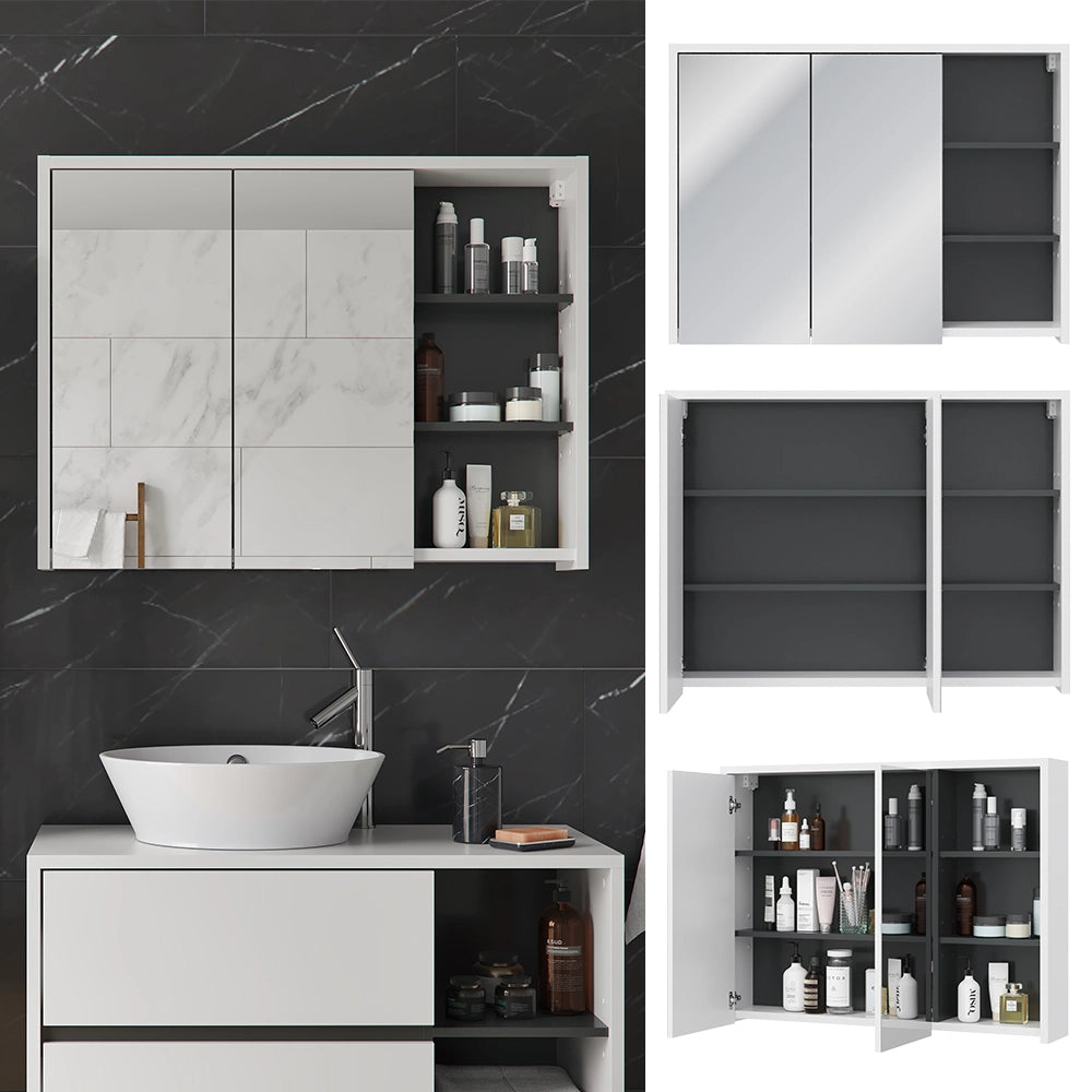 Vicco Specchio contenitore bagno Bianco/antracite 18 x 75 cm