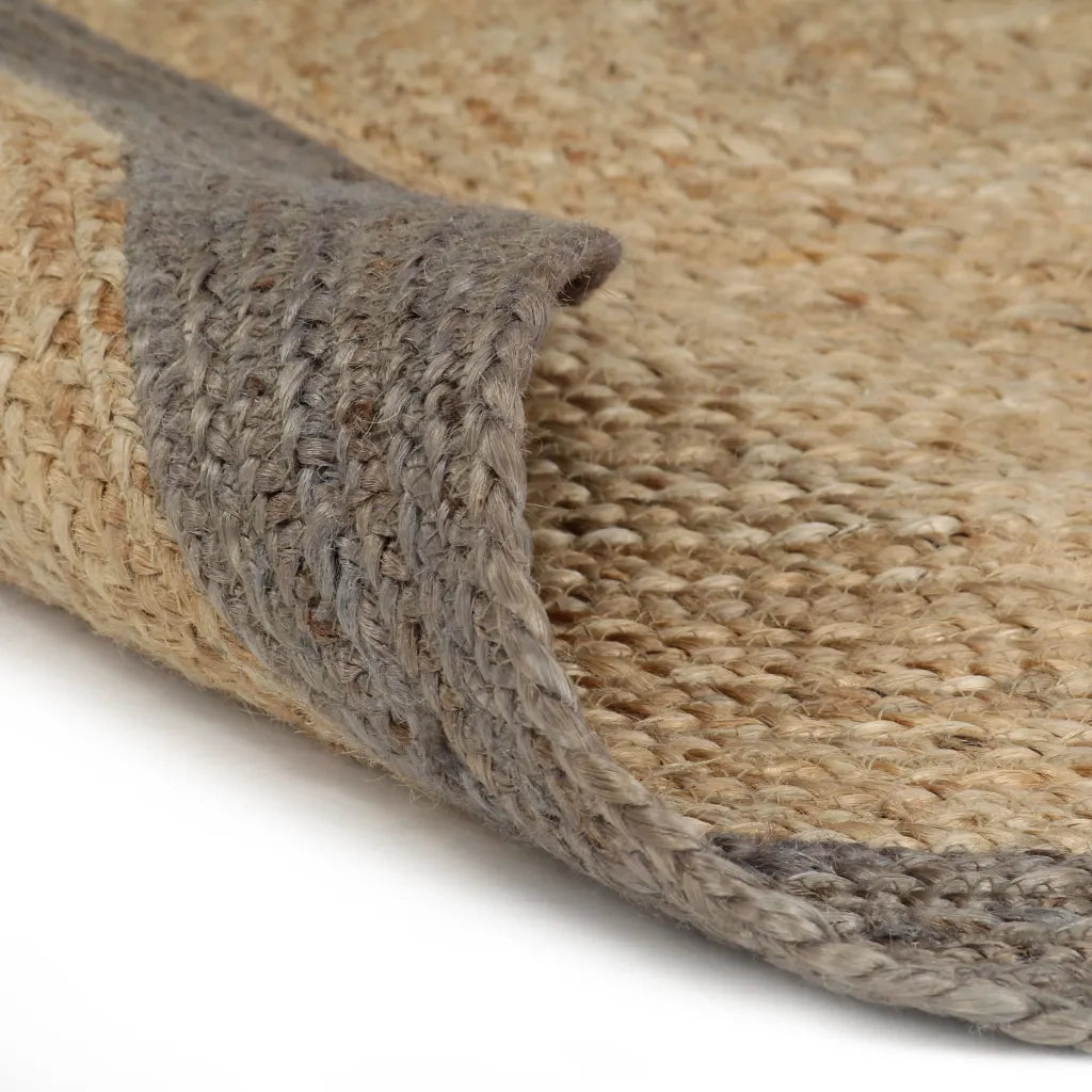 Tappeto del soggiorno | Tappeto Lavorato a Mano in Juta con Bordo Grigio 90 cm