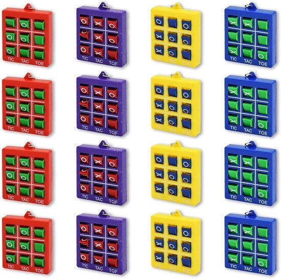 Set a 16 pezzi di giochi Tic Tac Toe - Materiali ecologici - Kunststof/Metaal - Giochi per bambini - Regalo di festa - Colori vividi
