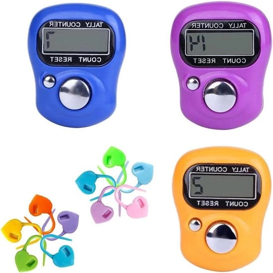 Contatore elettronico per dita con display LED per inventariare brevi, sportivi e scolari - Set da 3 pezzi