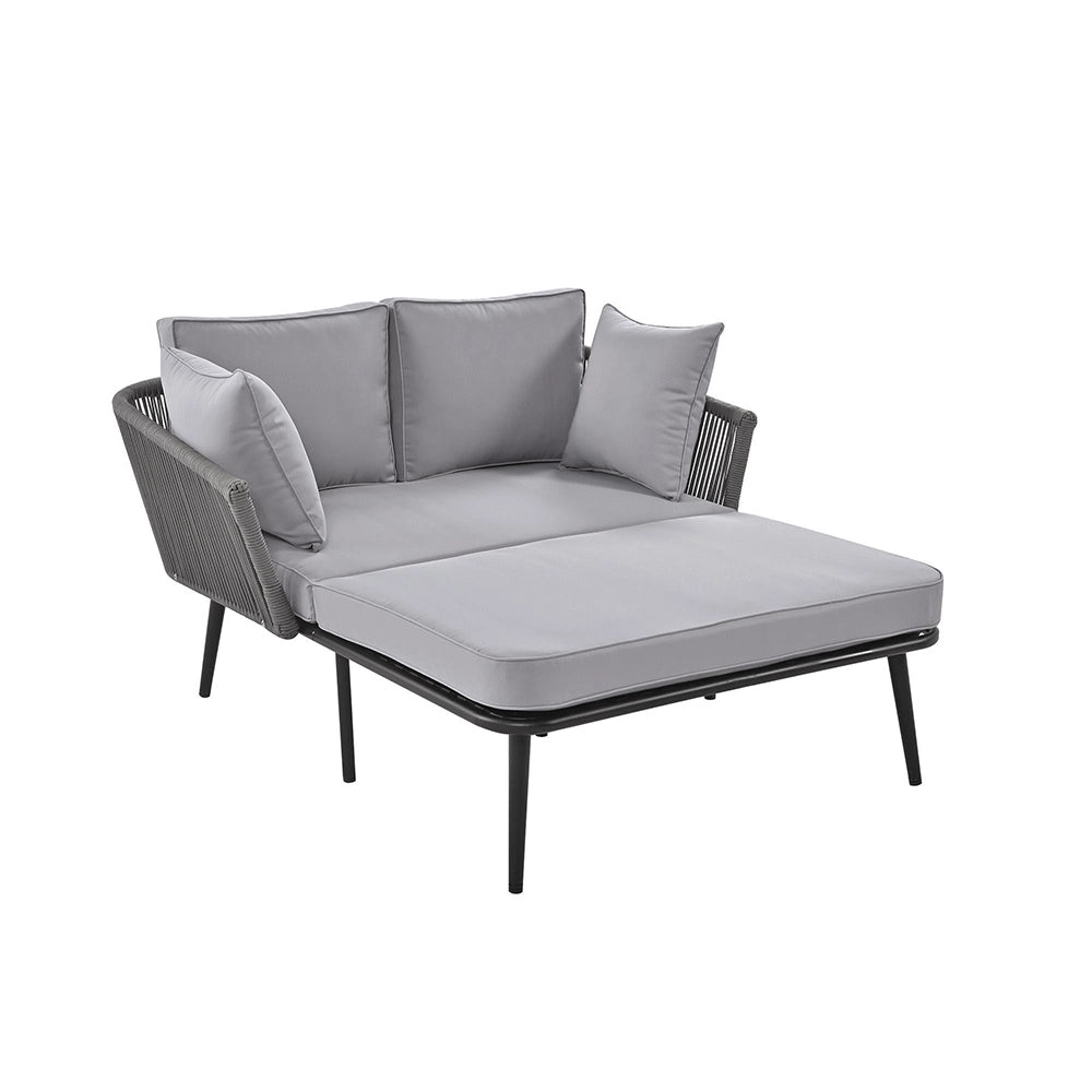 Set giardino - Xylo - 2 posti con cuscini lavabili grigio