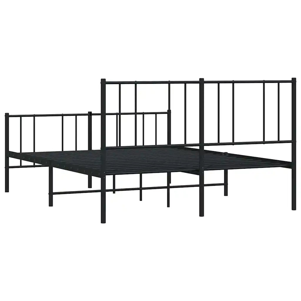 Letto matrimoniale | Letto per adulti | Giroletto con Testiera e Pediera Metallo Nero 150x200 cm
